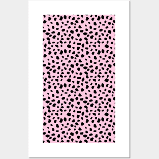Dalmatian Animal Print Spots Black Light Pink Polka Dots Posters and Art
